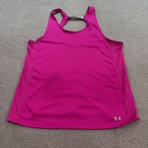Under Armour Shirt Womens Large Pink HeatGear Sleeveless Racerback Athletic Gym